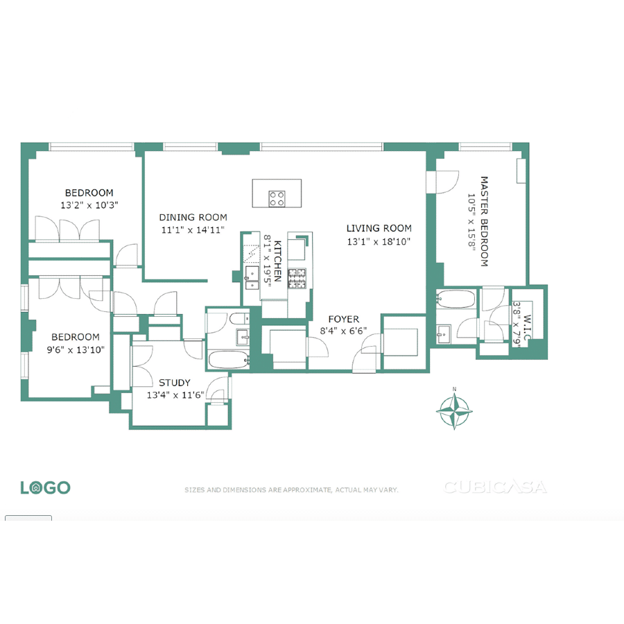 Example of a floorplan with dimensions created by CubiCasa
